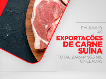 Em junho, as exportações de carne suína totalizaram 93,5 mil toneladas